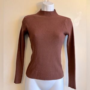 Brown mid neck, long sleeve shirt